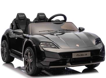 Porsche Taycan Turbo S Elbil Til børn 21,6V m/Gummihjul, Lædersæde sort-4