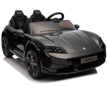 Porsche Taycan Turbo S Elbil Til børn 21,6V m/Gummihjul, Lædersæde sort-6