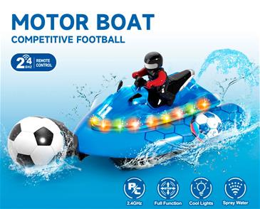 RC Fodbold Motorbåd 2.4G med Lys & Vandsprøjt – Blå-2