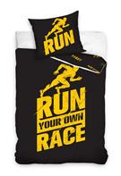Run Your Own Race Sengetøj 140 x 200, 100 procent bomuld