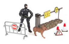 S.W.A.T. Action Figur  + Hund + afspærring 1:18