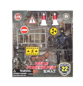 S.W.A.T. Action Figur  + Hund + afspærring 1:18 -2