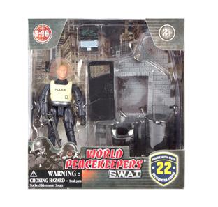 S.W.A.T. Politibetjent Action Figur  med væg Type A 1:18 -2