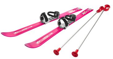 Ski til Børn 90 cm med skistave, Pink