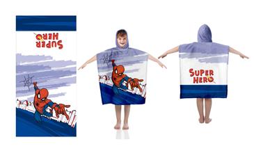 Spiderman Poncho badehåndklæde med hætte - 100 procent bomuld-2