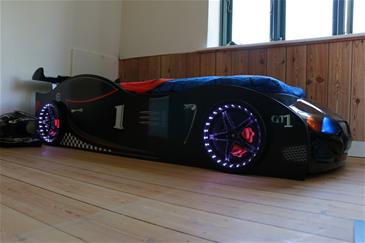  Sportsracer GT1 Træ Bilseng med LED-Lys og Lydpakke, Sort-7