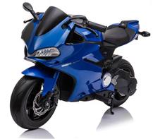 Street Racer EL Motorcykel 24V 250W m/gummihjul og lædersæde, blå