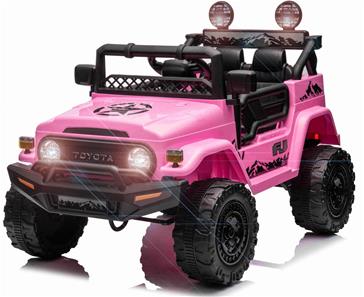 Toyota FJ Cruiser m/4x12V Motor + Gummihjul + Lædersæde, Pink