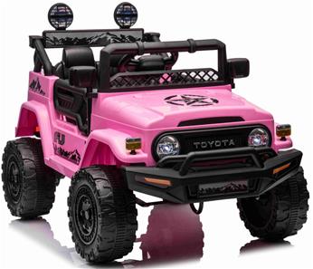 Toyota FJ Cruiser m/4x12V Motor + Gummihjul + Lædersæde, Pink-5