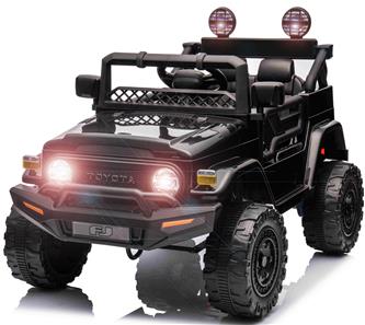 Toyota FJ Cruiser m/4x12V Motor + Gummihjul + Lædersæde, Sort