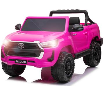 Toyota Hilux Elbil til børn XL m/2.4G + Gummihjul + Lædersæde Pink