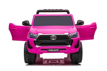 Toyota Hilux Elbil til børn XL m/2.4G + Gummihjul + Lædersæde Pink-10