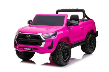 Toyota Hilux Elbil til børn XL m/2.4G + Gummihjul + Lædersæde Pink-11