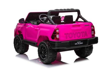Toyota Hilux Elbil til børn XL m/2.4G + Gummihjul + Lædersæde Pink-4