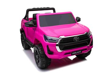 Toyota Hilux Elbil til børn XL m/2.4G + Gummihjul + Lædersæde Pink-6