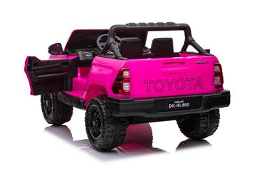 Toyota Hilux Elbil til børn XL m/2.4G + Gummihjul + Lædersæde Pink-7