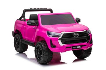Toyota Hilux Elbil til børn XL m/2.4G + Gummihjul + Lædersæde Pink-8