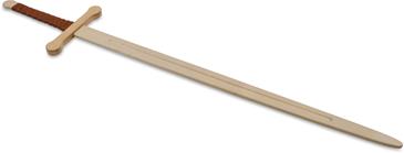 Træ 2-hånds Sværd, 105 cm med brun kunstlæderbeklædning-3
