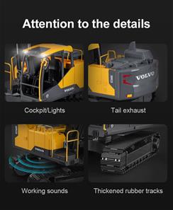 Volvo EC160E Fuldskala Metal RC gravemaskine 1:16 2.4G/APP-6