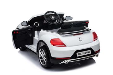 VW Beetle Dune elbil til børn 12v m/Gummihjul + 2.4G + Lædersæde, Hvid-2