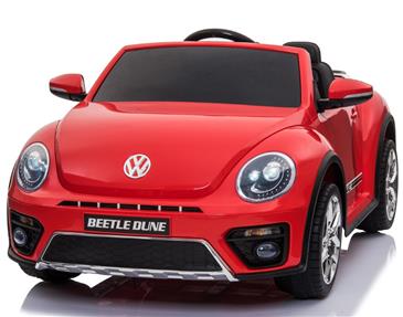 VW Beetle Dune elbil til børn 12v m/Gummihjul + 2.4G + Lædersæde, Rød