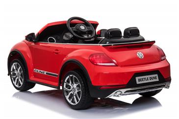 VW Beetle Dune elbil til børn 12v m/Gummihjul + 2.4G + Lædersæde, Rød-2