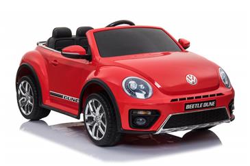 VW Beetle Dune elbil til børn 12v m/Gummihjul + 2.4G + Lædersæde, Rød-4