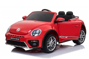 VW Beetle Dune elbil til børn 12v m/Gummihjul + 2.4G + Lædersæde, Rød-5