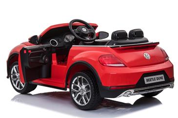 VW Beetle Dune elbil til børn 12v m/Gummihjul + 2.4G + Lædersæde, Rød-6