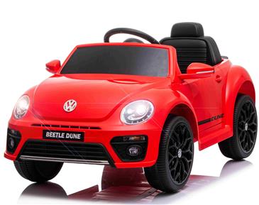 VW Beetle Dune elbil til børn 12v m/Gummihjul, 2.4G Remote, Lædersæde