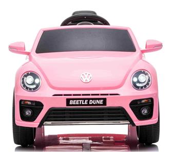 VW Beetle Dune elbil til børn 12v m/Gummihjul, 2.4G Remote, Lædersæde Pink-2