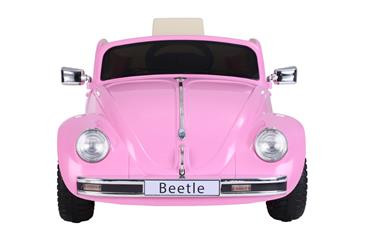 VW Beetle elbil til børn 12v m/Gummihjul + 2.4G + Lædersæde, Pink-5