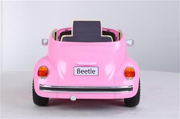 VW Beetle elbil til børn 12v m/Gummihjul + 2.4G + Lædersæde, Pink-7