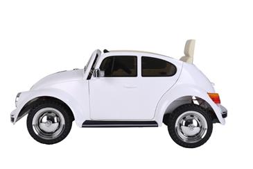 VW Beetle elbil til børn 12v m/Gummihjul + 2.4G + Lædersæde, Hvid-2