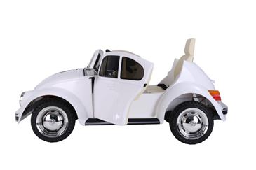 VW Beetle elbil til børn 12v m/Gummihjul + 2.4G + Lædersæde, Hvid-4