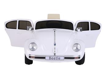 VW Beetle elbil til børn 12v m/Gummihjul + 2.4G + Lædersæde, Hvid-6