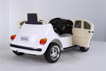 VW Beetle elbil til børn 12v m/Gummihjul + 2.4G + Lædersæde, Hvid-7