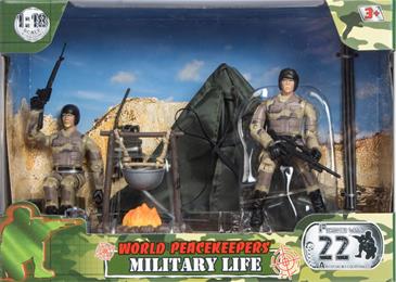 World Peacekeepers 1:18 Militær Camp pakke m/2 actionfigurer-2