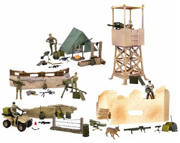 World Peacekeepers 1:18 Militær checkpoint inkl. 5 Actionfigurer