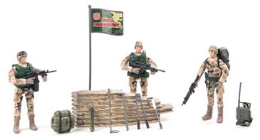 World Peacekeepers 1:18 Militær Desert Marine pakke m/3 actionfigurer