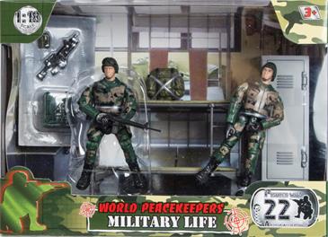 World Peacekeepers 1:18 Militær Køjeseng m/2 actionfigurer-2