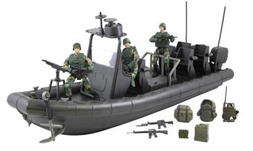 World Peacekeepers 1:18 Militær Marine Båd inkl. 3 actionfigurer