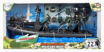 World Peacekeepers 1:18 Militær Marine Båd inkl. 3 actionfigurer-2